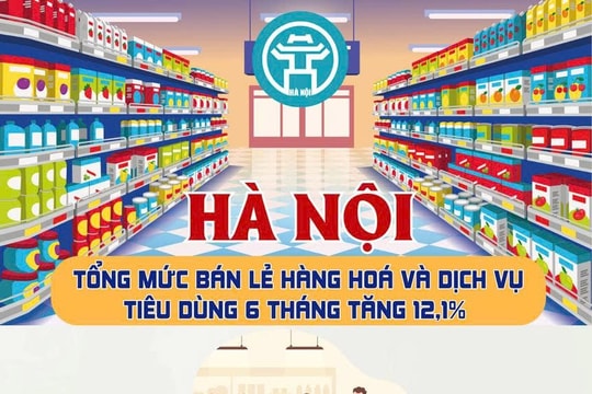 Hà Nội: Tổng mức bán lẻ hàng hoá và dịch vụ tiêu dùng 6 tháng tăng 12,1% so với cùng kỳ