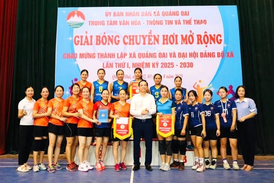 Sân chơi thể thao ý nghĩa, hướng về Đại hội Đảng bộ xã Quảng Oai nhiệm kỳ mới