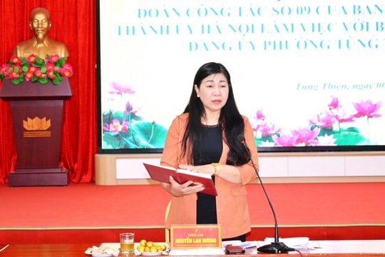 Ban Thường vụ Thành ủy Hà Nội làm việc với phường Tùng Thiện về công tác chuẩn bị Đại hội Đảng