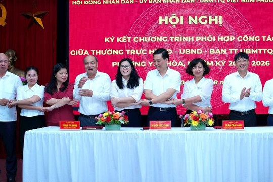 Phường Yên Hòa tổ chức ký kết chương trình phối hợp công tác nhiệm kỳ 2021-2026