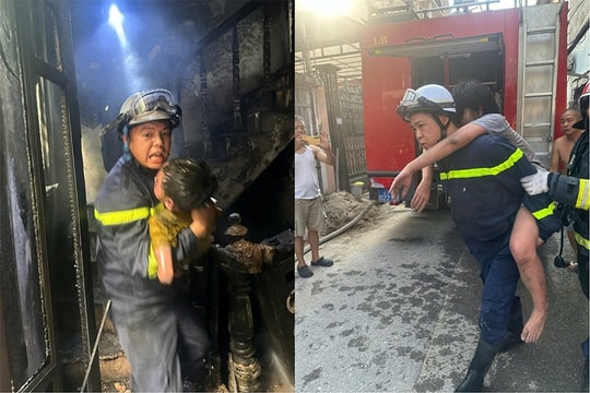 Cảnh sát PCCC và CNCH Công an Hà Nội Kịp thời giải cứu nhiều người mắc kẹt trong đám cháy lúc rạng sáng