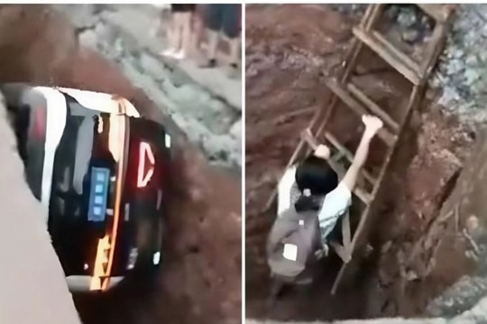 Taxi tự hành rơi xuống hố sâu, hành khách may mắn thoát nạn