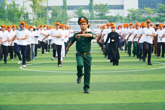 Khối diễu hành Đại Đoàn kết toàn dân tộc hăng hái luyện tập chuẩn bị cho đại lễ 2/9