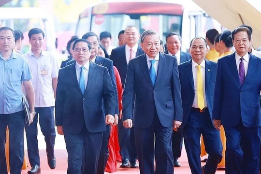 Tổng Bí thư Tô Lâm, Thủ tướng Chính phủ Phạm Minh Chính dự lễ khánh thành Trung tâm Hội chợ Triển lãm quốc gia