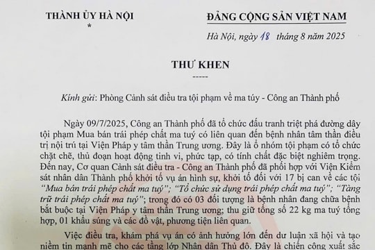 Bí thư Thành ủy gửi thư khen, động viên cán bộ, chiến sĩ Công an thành phố Hà Nội