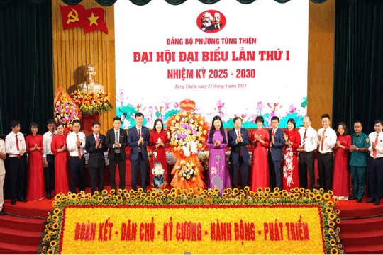 Đại hội đại biểu Đảng bộ phường Tùng Thiện lần thứ I, nhiệm kỳ 2025-2030: Tùng Thiện đoàn kết, trí tuệ, bản lĩnh, trách nhiệm, xây dựng phường giàu đẹp, văn minh