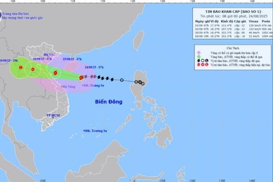 Bão số 5 di chuyển nhanh, tăng cấp liên tục lên báo động đỏ
