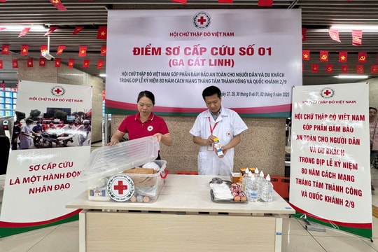 Hội Chữ thập đỏ Việt Nam triển khai điểm sơ cấp cứu tại các ga đường sắt phục vụ Đại lễ
