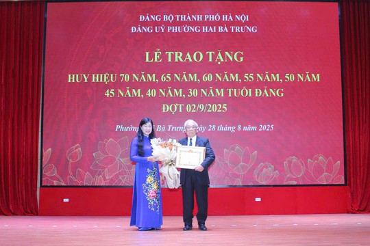 124 đảng viên Phường Hai Bà Trưng được trao tặng Huy hiệu Đảng 