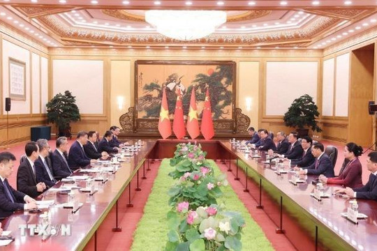 Chủ tịch nước Lương Cường hội đàm với Tổng Bí thư, Chủ tịch nước Trung Quốc Tập Cận Bình