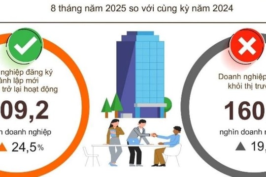 8 tháng, hơn 200 nghìn doanh nghiệp thành lập mới và trở lại hoạt động