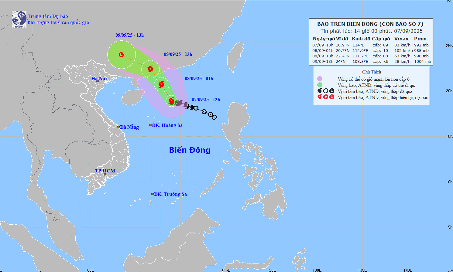 Bão số 7 không ảnh hưởng tới đất liền miền Bắc