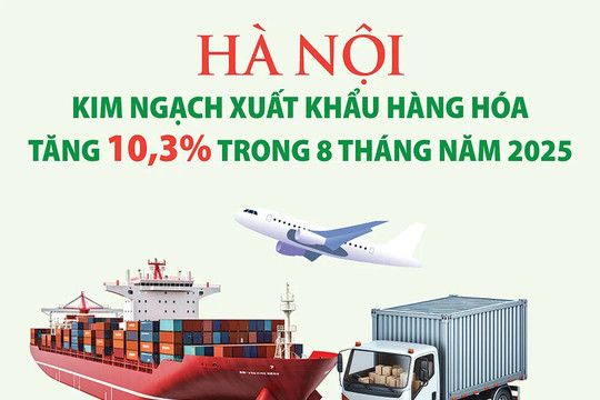 Hà Nội: Kim ngạch xuất khẩu hàng hóa tăng 10,3% trong 8 tháng năm 2025