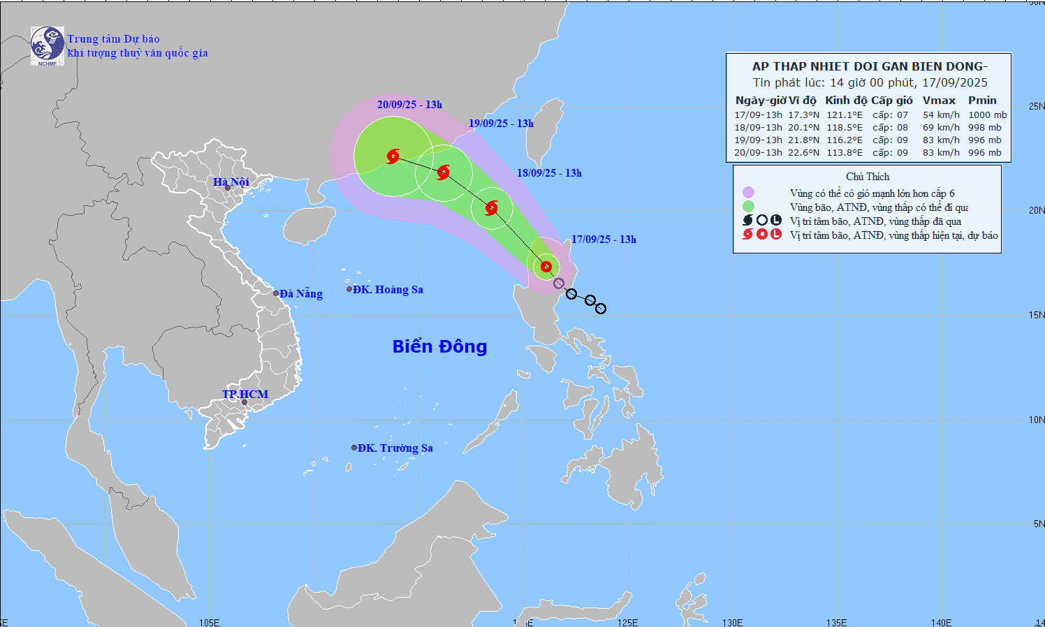 Bão trên Biển Đông mạnh cấp 8-9, giật cấp 11