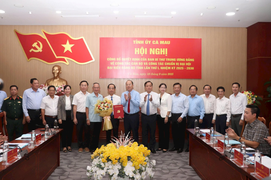 Đồng chí Hồ Thanh Thủy giữ chức Phó Bí thư Tỉnh ủy Cà Mau