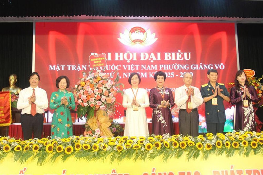 Tổ chức thành công Đại hội MTTQ Việt Nam phường Giảng Võ Đồng chí Trần Thị Tố Tâm giữ chức Chủ tịch Ủy ban MTTQ Việt Nam phường Giảng Võ nhiệm kỳ 2025 - 2030