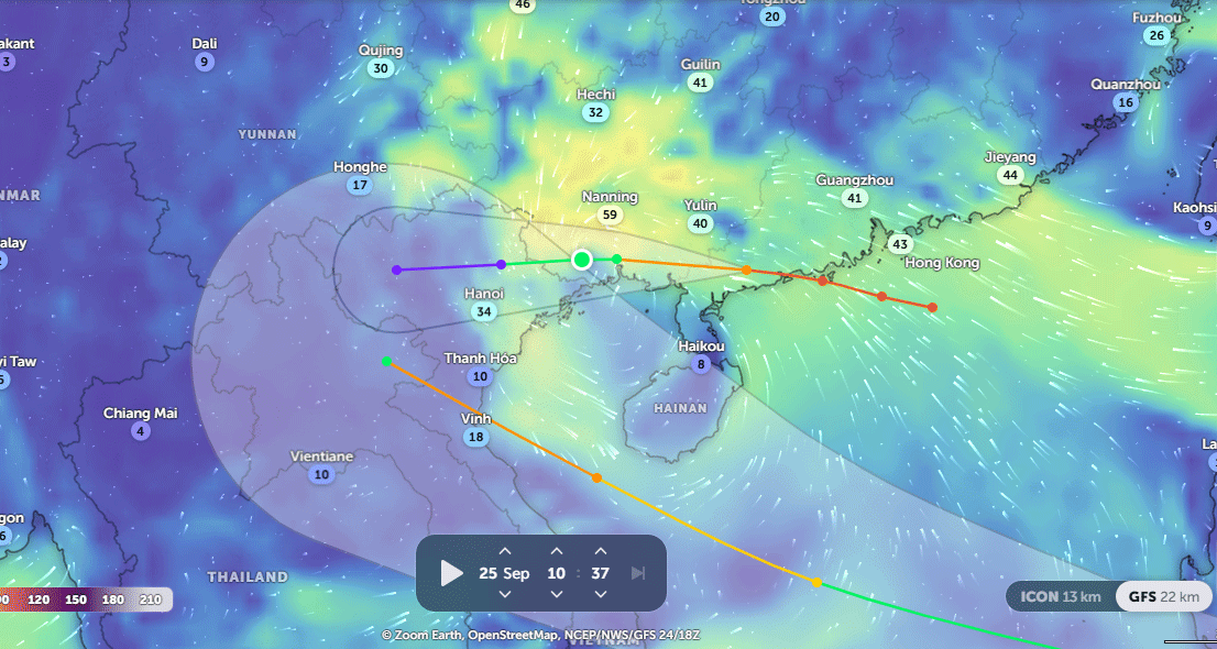 Video hướng đi 2 cơn bão cùng đi vào Biển Đông