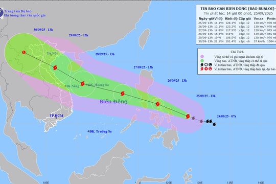 Bão số 10 giật cấp 16 hướng vào miền Bắc
