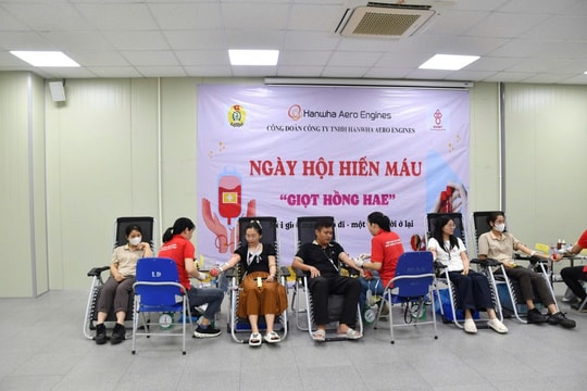 Đoàn viên Công đoàn Hanwha Aero Engines tích cực tham gia hiến máu tình nguyện