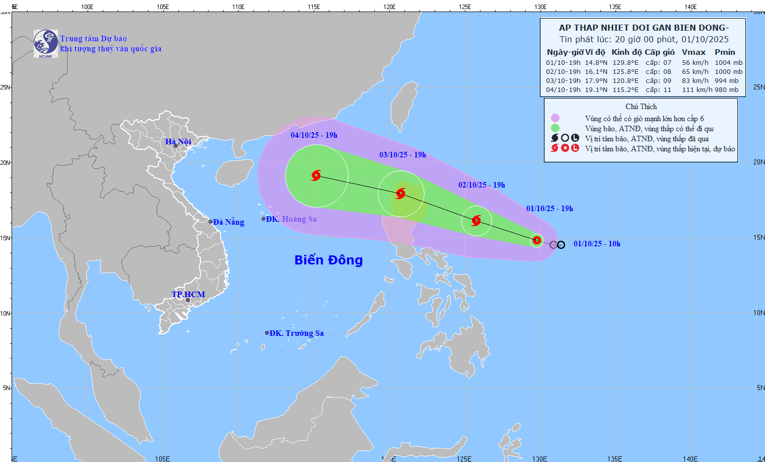 Áp thấp nhiệt đới mạnh lên thành bão, đi vào Biển Đông