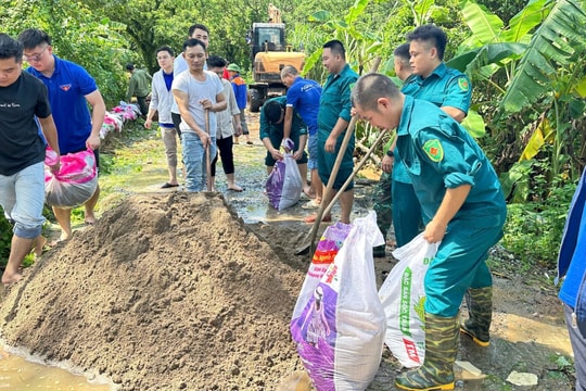 Xã Thanh Trì huy động các lực lượng bảo vệ đê điều, công trình phòng chống lũ