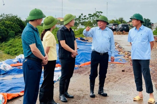 Phó Bí thư Thường trực Thành ủy Nguyễn Văn Phong kiểm tra công tác phòng, chống úng ngập và bảo vệ đê điều