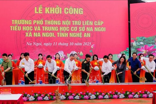 Tổng Bí thư Tô Lâm dự lễ khởi công trường nội trú liên cấp Na Ngoi, tỉnh Nghệ An