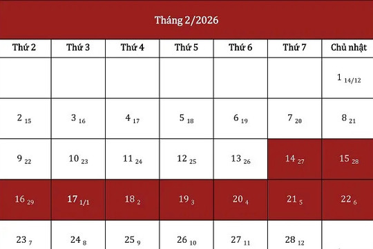 Thủ tướng Chính phủ đồng ý phương án nghỉ Tết Bính Ngọ 9 ngày liên tục, từ 14/2/2026