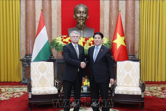 Chủ tịch nước Lương Cường tiếp Chủ tịch Quốc hội Hungary