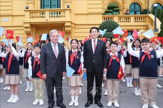 Chủ tịch nước Lương Cường chủ trì lễ đón chính thức Tổng Thư ký Liên hợp quốc