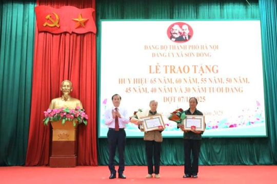 Xã Sơn Đồng tổ chức trao tặng, truy tặng Huy hiệu Đảng đợt 7-11