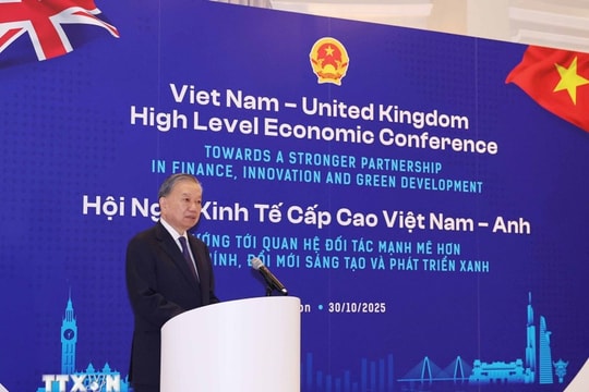 Tổng Bí thư Tô Lâm phát biểu tại Hội nghị Kinh tế cấp cao Việt Nam-Anh