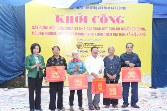 Khởi công đồng loạt 63 căn nhà cho hộ người có công và cận nghèo tại xã Kiều Phú
