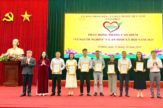 Xã Ô Diên tiếp nhận 1,15 tỷ đồng ủng hộ Quỹ Vì người nghèo và an sinh xã hội