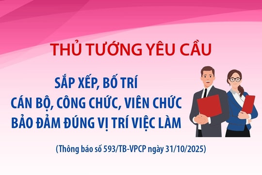 Thủ tướng yêu cầu sắp xếp, bố trí cán bộ, công chức đúng vị trí việc làm