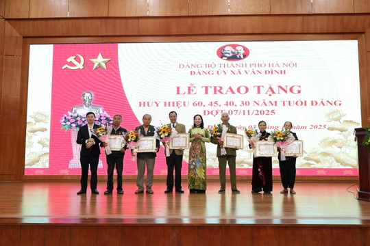 Xã Vân Đình trao Huy hiệu Đảng cho 25 đảng viên tiêu biểu