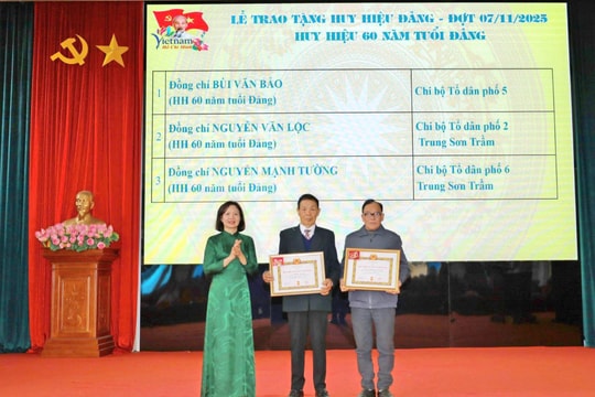 Phường Tùng Thiện: 38 đảng viên được trao tặng huy hiệu Đảng