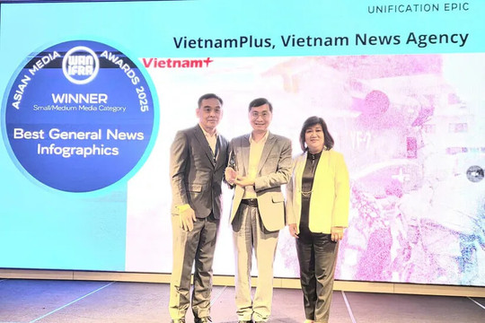 VietnamPlus lần thứ 2 liên tiếp trong năm 2025 nhận giải thưởng báo chí quốc tế WAN-IFRA