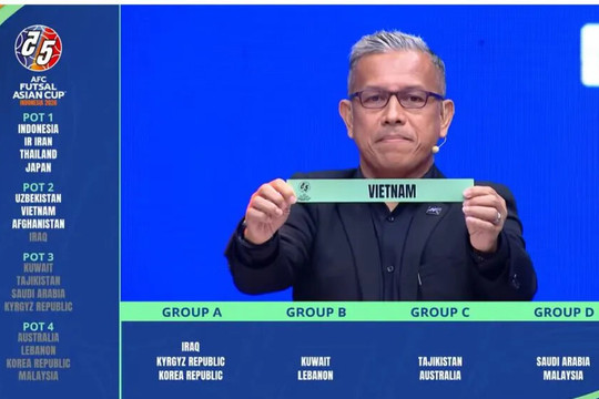Việt Nam cùng bảng Thái Lan, Kuwait và Lebanon tại vòng chung kết Futsal châu Á 2026