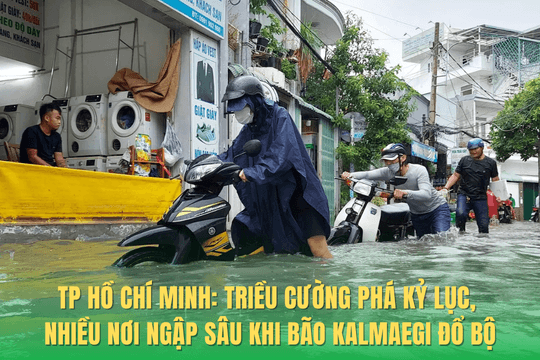 TP Hồ Chí Minh: Triều cường vượt đỉnh lịch sử, nhiều nơi ngập sâu khi bão Kalmaegi đổ bộ