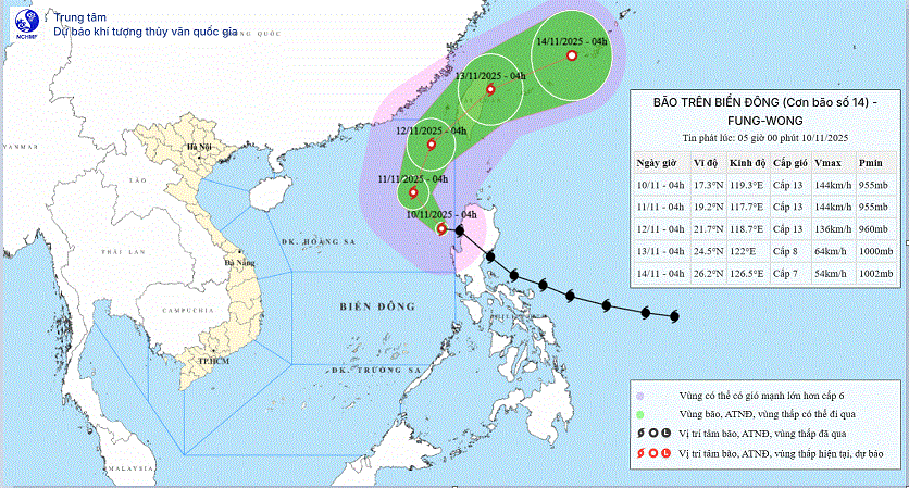 Bão FUNG-WONG giảm cấp đi vào biển Đông