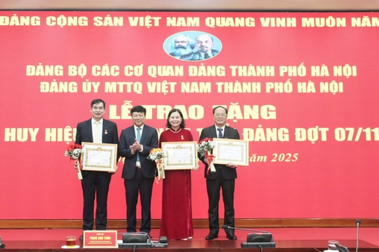 Đảng bộ MTTQ Việt Nam TP Hà Nội Trao tặng Huy hiệu 65, 30 năm tuổi Đảng cho các đảng viên