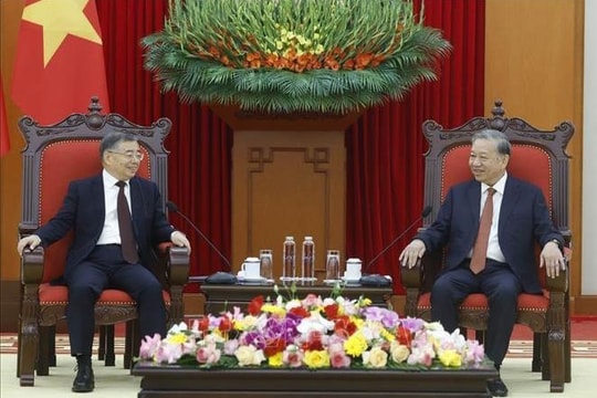 Tổng Bí thư Tô Lâm tiếp Trưởng ban Tuyên truyền Trung ương Đảng Cộng sản Trung Quốc