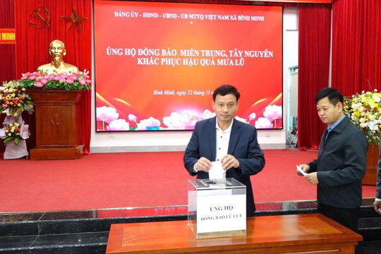 Cán bộ, Nhân dân Bình Minh hướng về miền Trung, Tây Nguyên ruột thịt