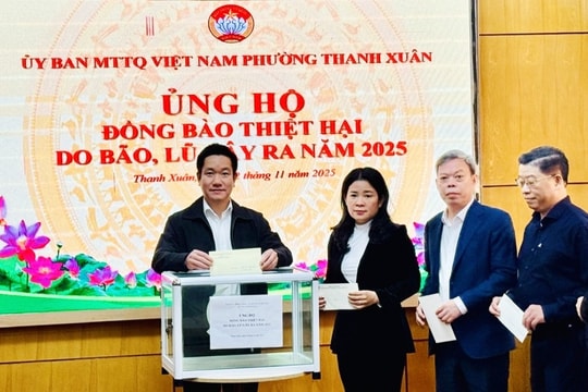Phường Thanh Xuân sẻ chia khó khăn với đồng bào các tỉnh bị thiệt hại do bão lũ