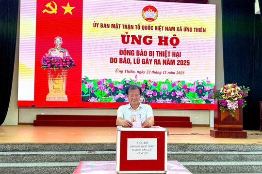 Xã Ứng Thiên phát động ủng hộ đồng bào miền Trung, Tây Nguyên khắc phục thiệt hại do mưa lũ