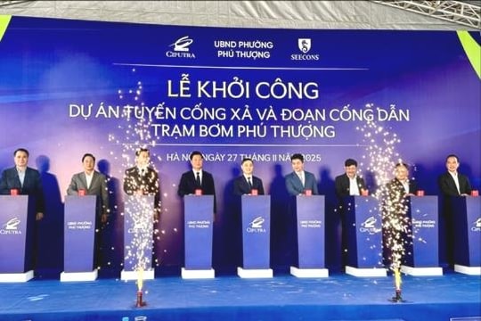 Khởi công dự án tuyến cống xả Trạm bơm Phú Thượng, giảm úng cho Khu đô thị Nam Thăng Long