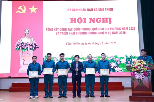 Xã Ứng Thiên triển khai nhiệm vụ quốc phòng, quân sự năm 2026