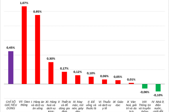 CPI cả nước tháng 11 tăng 0,45% do giá thực phẩm tăng cao bởi mưa, lũ