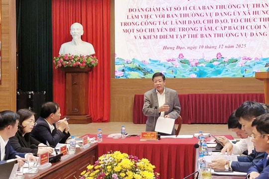 Phó Chủ tịch Thường trực UBND thành phố Dương Đức Tuấn giám sát tại xã Hưng Đạo